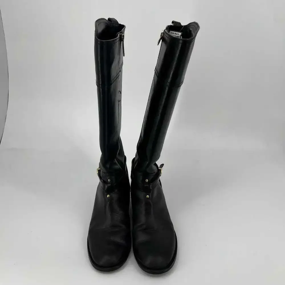 Tory Burch Black/Gold Over the Knee Boots | Size 9.5